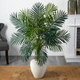 thumbnail image 4 of 54" Golden Cane Palm Artificial Tree in White Oval Planter in Green/White, 4 of 5