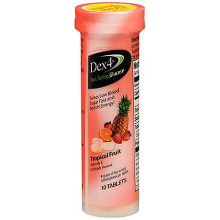 Dex4 Glucose Tablets Tropical Fruit - 6 packs of 10