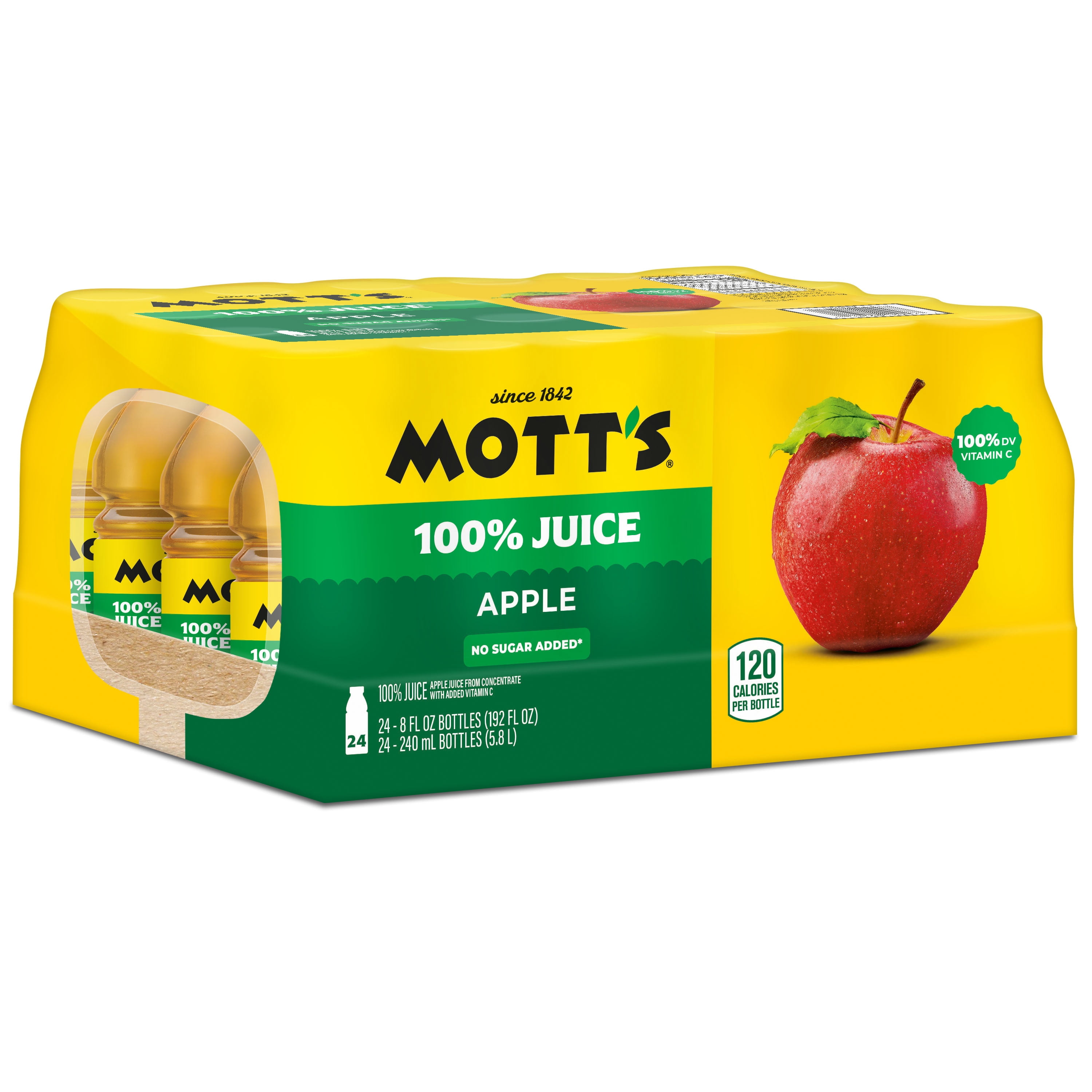 Mott's 100% Juice Original Apple Juice, 8 fl oz, 24 Count Bottles