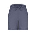 thumbnail image 4 of Josdec Women's Plus Size Solid Color Sports Bermuda Shorts Elastic Drawstring Waist Knee‑Length with Side Pockets Casual and Outdoor Wear, 4 of 7