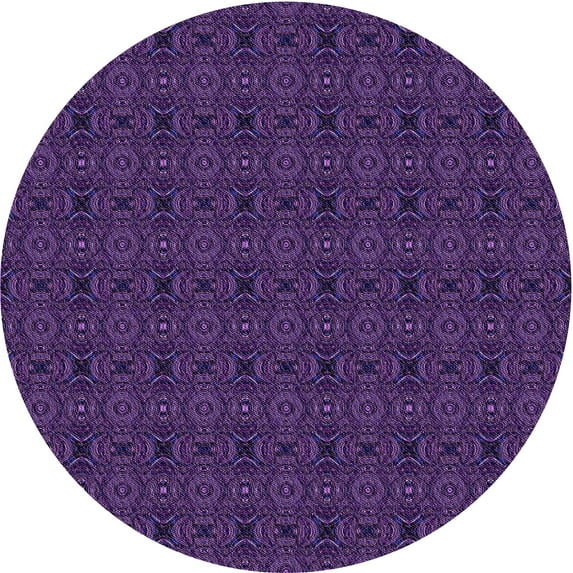 Ahgly Company Indoor Round Patterned Purple Violet Purple Area Rugs, 3' Round