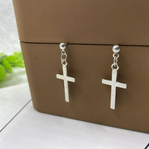 Pendientes colgantes de gota de cartílago con colgante de cruz a la moda, joyería Punk para mujeres geniales, regalos de amistad para niñas Deng Xun unisex