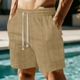 thumbnail image 2 of Yuyuzo Mens Shorts Casual Elastic Waist Drawstring Textured Lightweight Summer Beach Shorts with Multi Pockets, 2 of 7