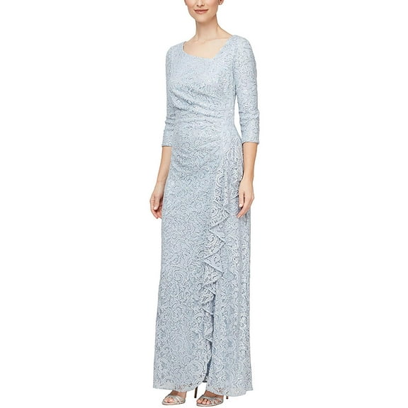 Alex Evenings Womens Petites Lace Maxi Evening Dress