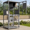 thumbnail image 2 of imerelez Catio Outdoor Cat Enclosure Window Access, 4 Tiers Cat House with Wheels, Resting Box & Waterproof Roof, Indoor Large Cat House Cage, Gray, 2 of 9