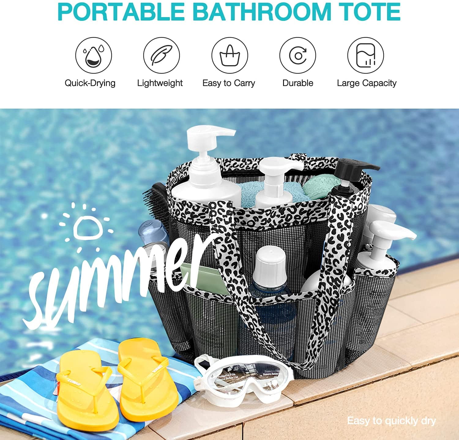 Attmu Mesh Shower Caddy Portable for College Dorm Room Essentials with 8  Pockets, Hanging Shower Caddy Dorm Basket, Quick Dry Shower Bag for Bathroom