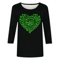 thumbnail image 4 of Meichang Hauts à Manches 3/4 pour Femmes T-Shirts de la Saint-Patrick Trèfle Chanceux T-Shirts Graphiques Col Rond Chanceux Irlandais Tops Printemps Liquidation, 4 of 5