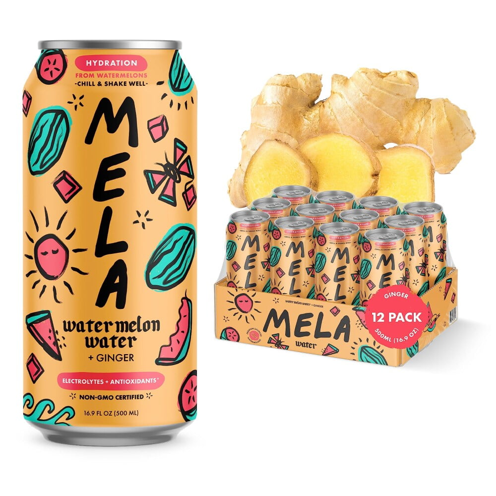 Pack of 12, Mela Watermelon Ginger Water, 16.9 fl oz