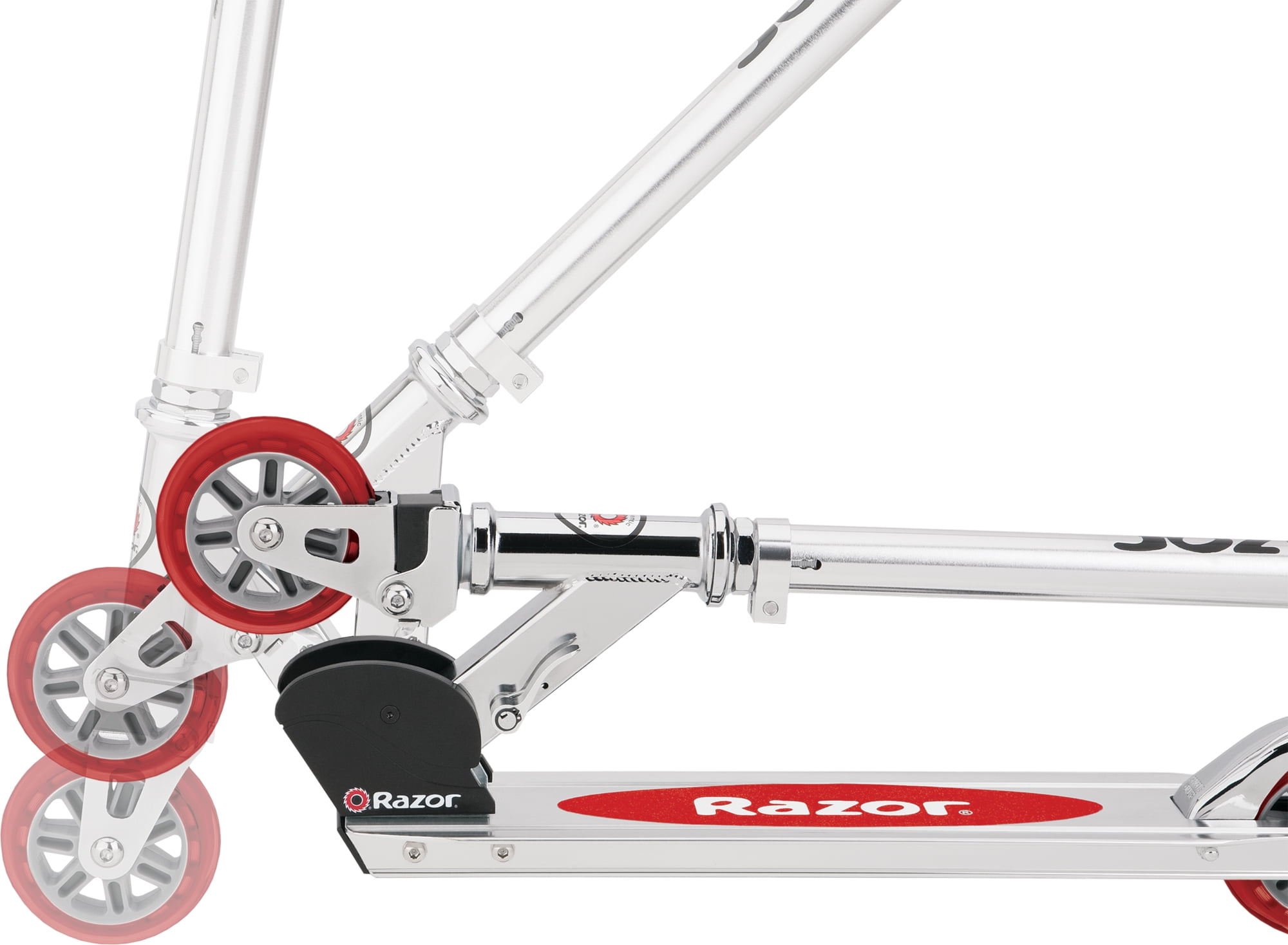 Razor A2 Kick Scooter – Red, Wheelie Bar, Foldable, Lightweight, for Child Ages 5+
