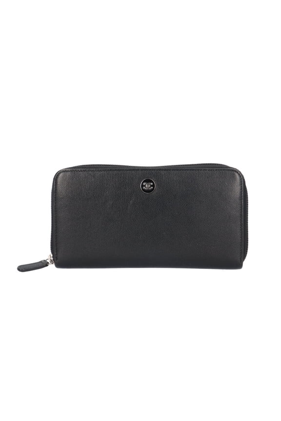 Pre-Owned Chanel Coco Button Long Wallet, Leather, Women's, CHANEL