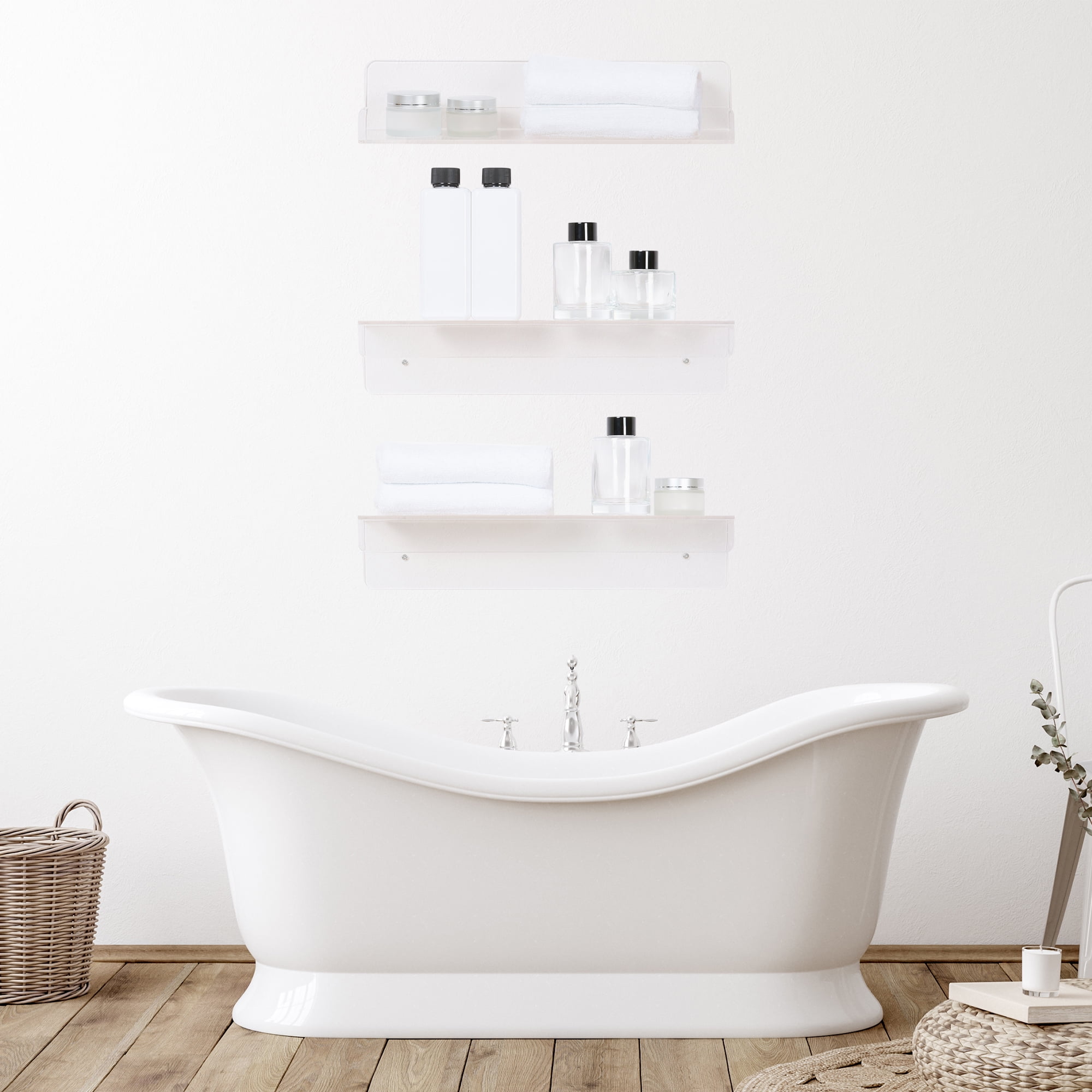 Unique Bargains Acrylic Floating Shelves for Wall Clear Acrylic Shelves Wall Display Shelf Clear 3