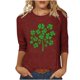 thumbnail image 2 of TaTaai Women St. Patrick's Day Printed 3/4 Sleeve Round Neck Tops Casual Loose Fashion Blouses Soft Stretchy Breathable Daily Holiday Party Wear Gift, 2 of 4