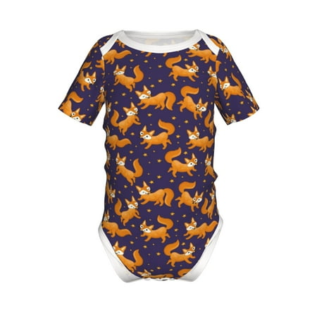 

Lukts Stars and Fox Cute Print Baby Short Sleeve Romper Onesie for Newborn Baby Boys and Girls-9M