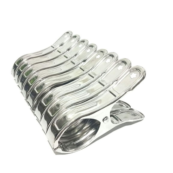8 Pack Stainless Steel Clothespins,4.7 Inch Towel Clips for Beach Chairs,Giant Clothes Pins,Metal Clip