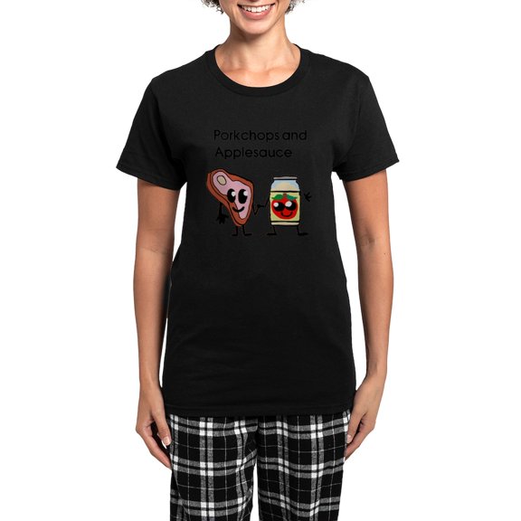 CafePress - Porkchop And Applesauce Women's Dark Pajamas - Women's Short Sleeve Print T-Shirt and Pants Dark Cotton Pajama Set