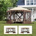 thumbnail image 3 of Telyswee Pop Up Tent Gazebo 10'x10'/12'x12' Portable Outdoor Camping Pop Up Canopy Screen Tent with Mosquito Netting Gazebo, Waterproof 6 Sidewalls, Ground Stakes, Carry Bag, 3 of 9
