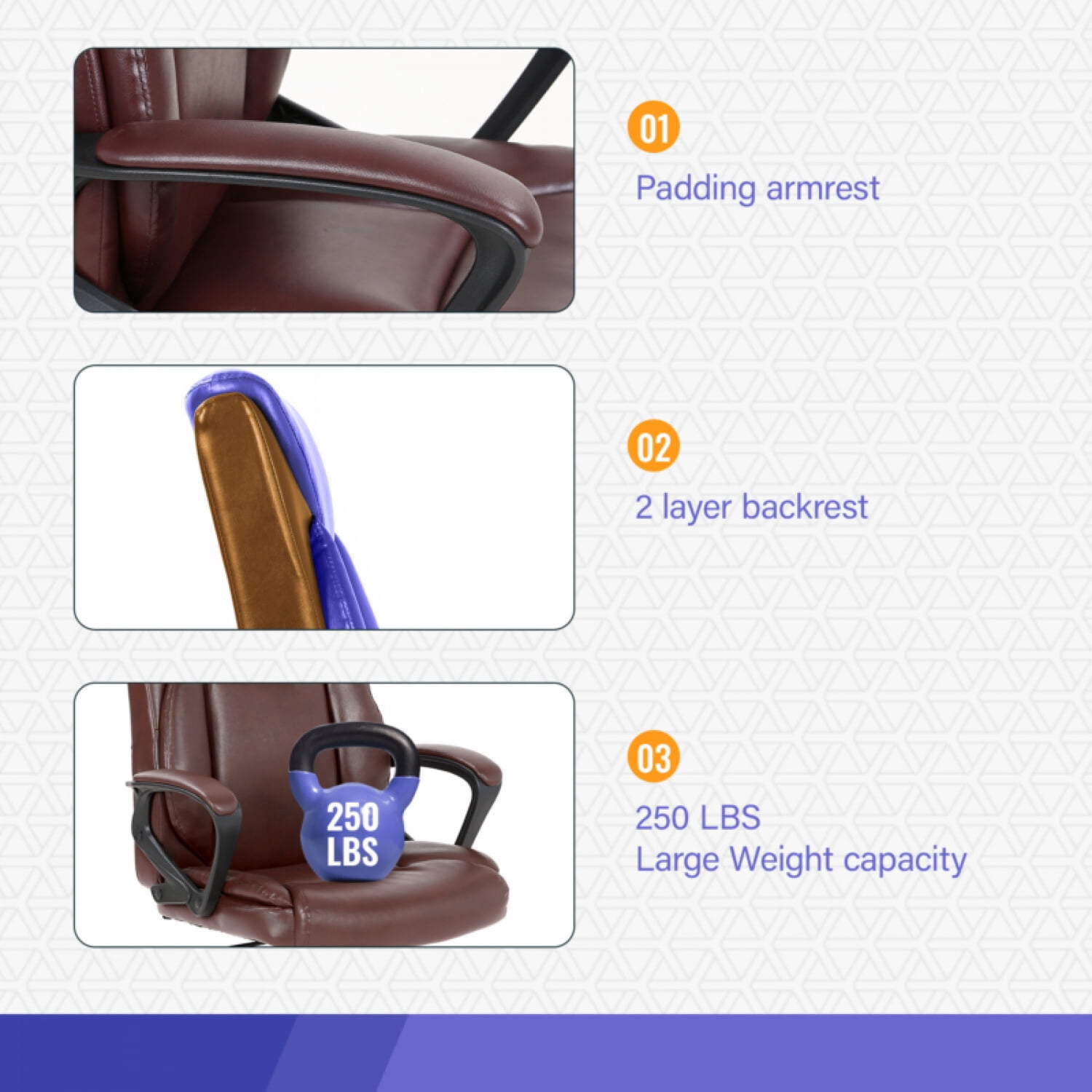 Home Office Chair Ergonomic PU Leather Desk Chair Mid Back, Swivel and Armrests