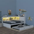 thumbnail image 4 of Euroco Wood Full Size Daybed with Storage Shelves and Trundle, USB Charging and LED Light, White, 4 of 14