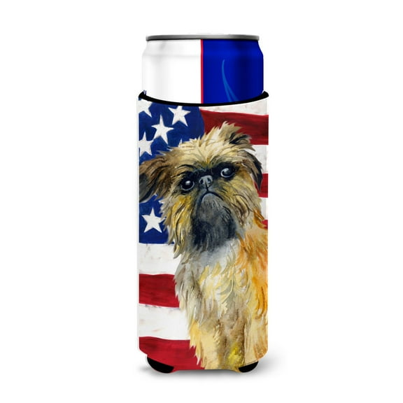 Carolines Treasures BB9687MUK Brussels Griffon Patriotic Michelob Ultra Hugger for slim cans  Slim Can multicolor