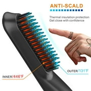 Febote Beard Straightener for Men, Heated Ceramic Beard Brush with 5 Temperature Settings, Anti-Scald Design, Beard Shaper and Travel Bag