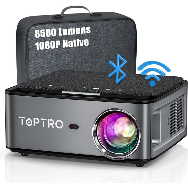 TOPTRO Projecteur WiFi Bluetooth 5G avec Étui de Transport, Amélioré 8500 Lumens Native 1080P