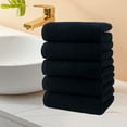 thumbnail image 5 of Black L 5-Piece Luxury Cotton Bath Towel Set With Black Trim Hotel Quality Softness #5Z3Ao, 5 of 6