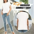 thumbnail image 4 of VDJ Plus Size Summer Tops for Women Solid Color Short Sleeve T Shirts Loose Casual Round Neck White Tunic Trendy Outfit Size 5XL, 4 of 9