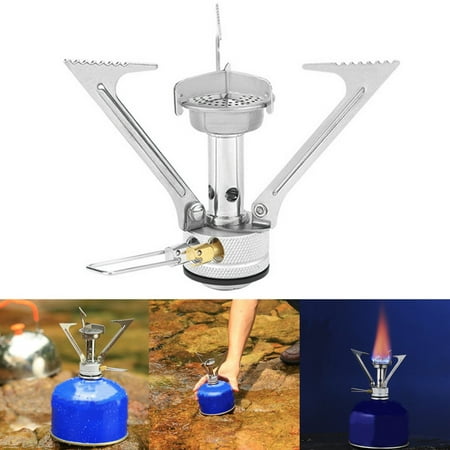 Clearance Camping Stove Portable Outdoor Backpacking Stove Ultralight Folding Tripod Furnace Collapsible Outdoor Gas Burner Cooking