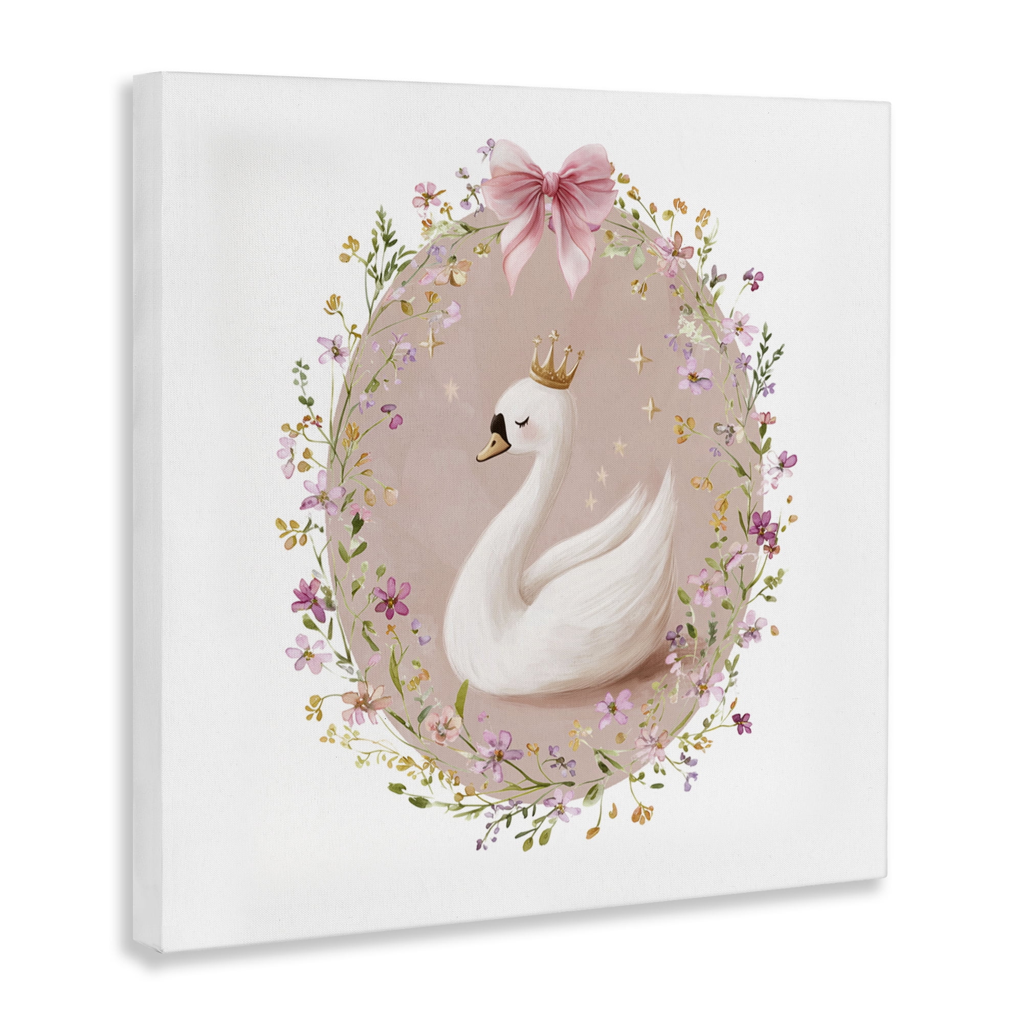 Stupell Industries Queen Swan with Florals Canvas Wall Art, design by Christine Simpson Art