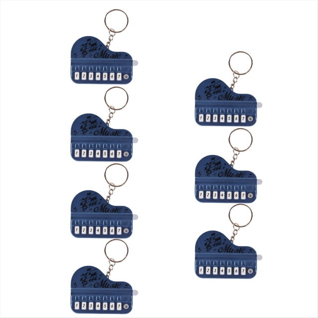 Metálico Azul 7 Piezas Mini Teclado Electrónico de Mano Colgante Puede Tocar Piano Pequeño