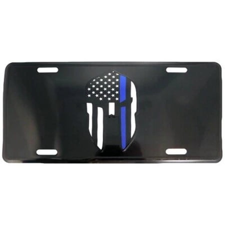 MOLOLN LABE SPARTON USA THIN BLUE LINE TACTICAL Aluminum Embossed License Plate