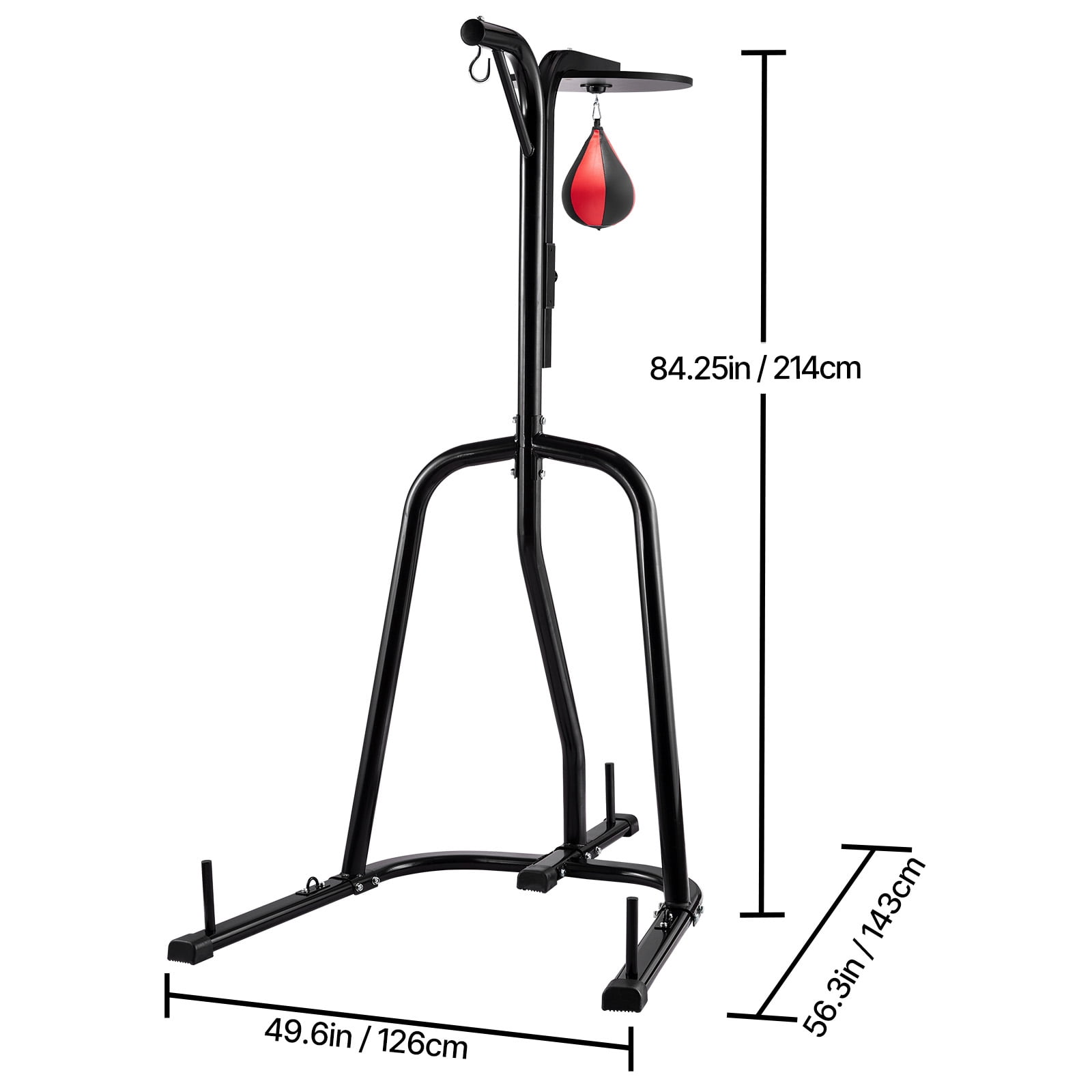 KFFKFF Dual-Function Punch Bag Stand, Robust Steel Exercise Gear, Modifiable Elevation for Boxing Bag and Speed Bag Stand, Independent Sandbag Rack, Can Support Up to 140 lbs