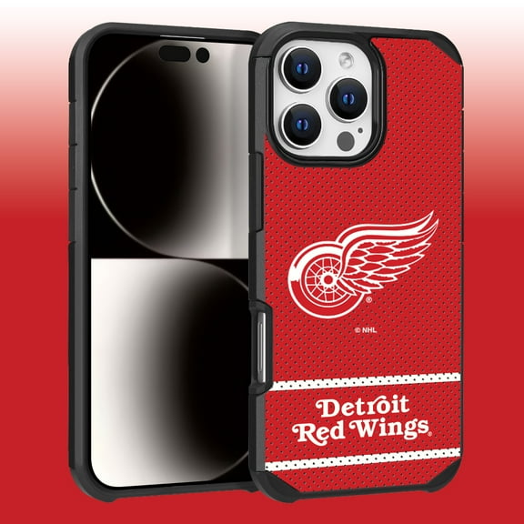 Apple iPhone 16 Pro Max (6.9) - NHL Licensed Detroit Red Wings Team Logo on Jersey Textured Dual Layer Case