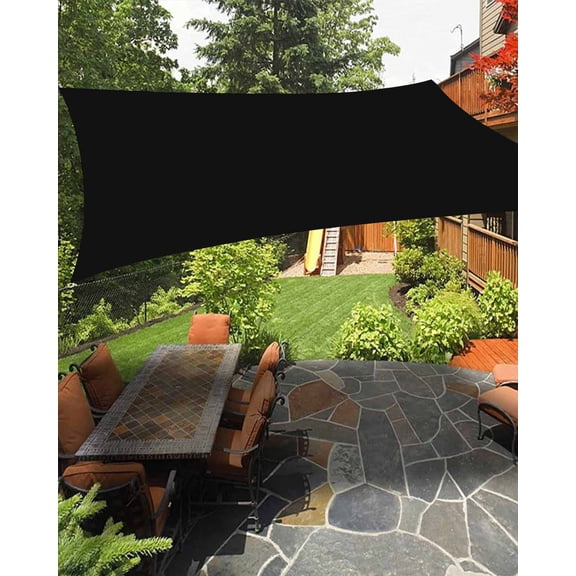 Black Waterproof Sun Shade Sail Solid Color Outdoor Patio Sun Shades Canopy UV Block Waterproof Sunshade for Garden Backyard Deck Pergola 6.5x10 Ft