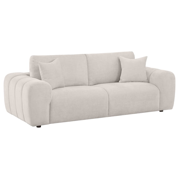 Coaster Burnett Chenille Upholstered Wide Chunky Arm Sofa in Ivory