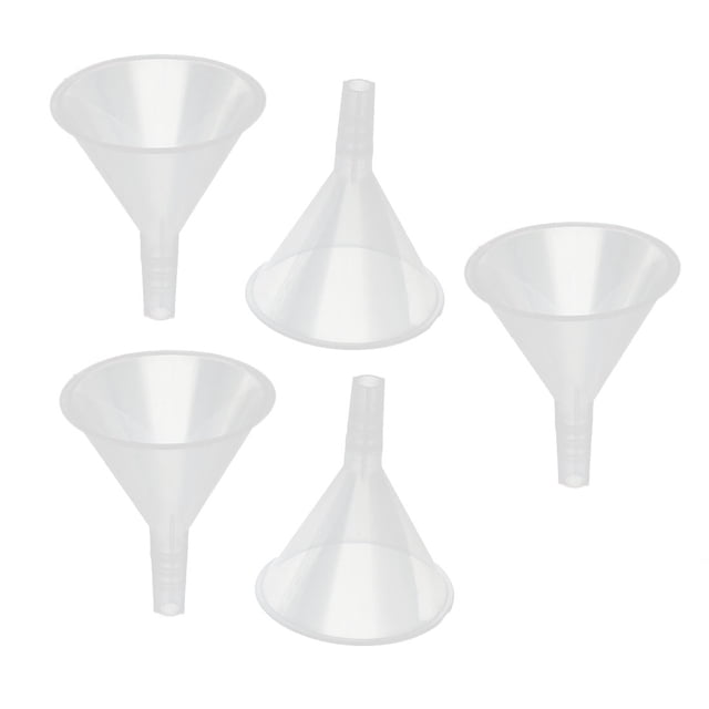 5 piezas de embudo de plástico para transferencia y llenado de líquidos, agua y aceite, diámetro de boca de 6 cm
