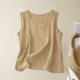 thumbnail image 2 of Brnmxoke Gauze Shirts for Women Dressy Tank Tops Cotton Linen Gauze Shirts Sleeveless Summer Tunic Top Loose Fit Casual Blouses Khaki,S, 2 of 5