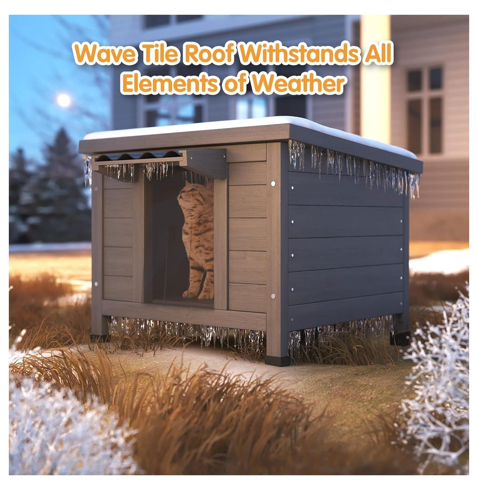 Outdoor Cat House Insulated - Waterproof Feral Cat Shelter for Multiple Cats, Raised Floor, 21.3"L x 19.9"W x 18.9"H