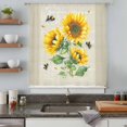 thumbnail image 5 of Sunflowers Sheer Curtains 45 Inches Long, Farmhouse Botanical Yellow Flowers Bee Retro Light Filering Curtains, Breathable Simi Curtain Privacy Drapes for Kitchen Bathroom Small Window Treatment, 5 of 9