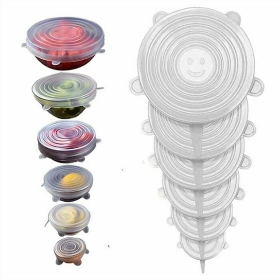 Reusable 6Pcs Silicone Stretch Container Lid Cover Kitchen Food Storage Wraptool