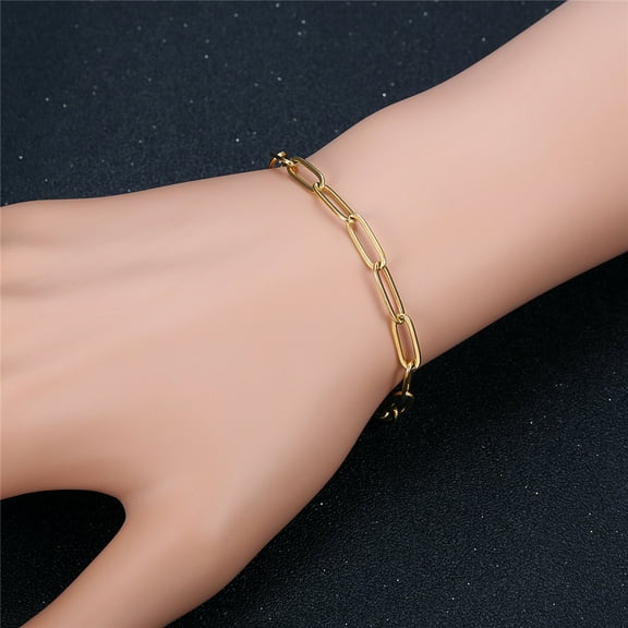 Dainty Gold Bracelets for Women,14K Yellow Gold Adjustable Paperclip Chain Bracelet Cute Jewelry