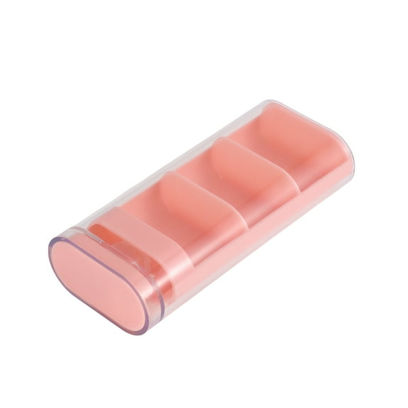 Unique Bargains 1 Pc 3 Grids Pill Case Durable for Travel Pink