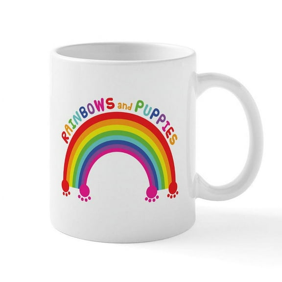 CafePress - Rainbows And Puppies Mugs - 11 oz Ceramic Mug - Novelty Coffee Tea Cup