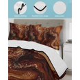 thumbnail image 4 of Brown Marble Full Size Down Alternative Comforter, Lightweight Comforter Quilt Bedding Set with Pillow Shams Ombre Abstract Striped Mottled Aesthetic All Seasons Bed Comforter Duvet Insert 78"x90", 4 of 7
