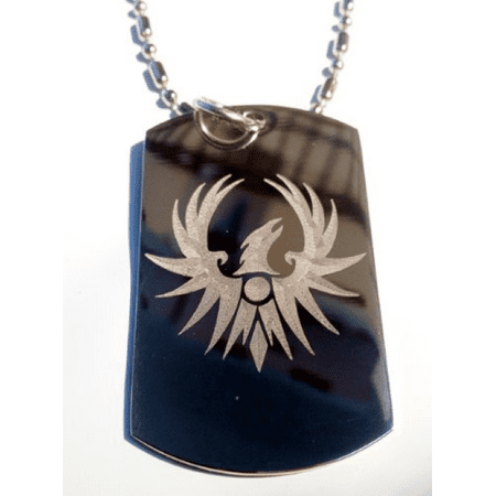 Phoenix Bird Tattoo (Soaring RED Phoenix Bird Eagle Tattoo Logo Symbol - Military Dog Tag Luggage Tag Key Chain Metal Chain)
