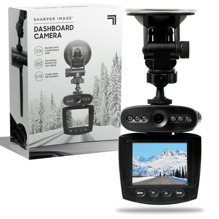 SHARPER IMAGE 720P Dashboard Camera Monitor, 270 Degree Pivoting Screen, Wide Angle Lens, 2.4” color LCD Screen, 1 Touch, Audio, Video DVR, Night Vision LED Recorder, 32gb SD Card (not included)