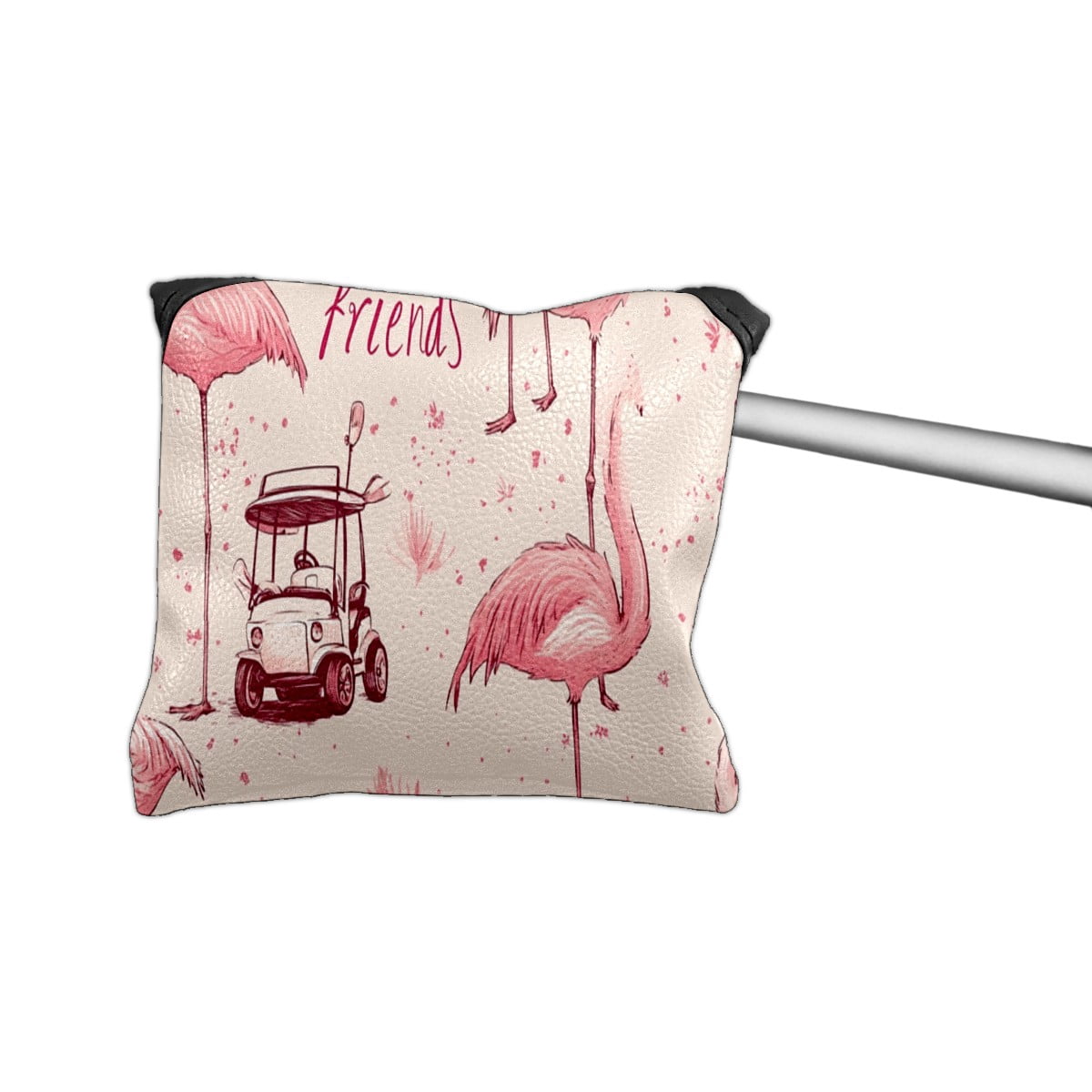 Golf Mallet Putter Cover Premium Leather Waterproof Golf Putter Head Cover with Magnetic Closure Flamingo