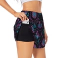 thumbnail image 3 of Lsque Dreamcatcher With Feathers Printed Women's Running Shorts with Liner Pockets,Elastic Quick Dry Workout Athletic Gym Yoga Shorts,Womens High Waist Shorts-, 3 of 9