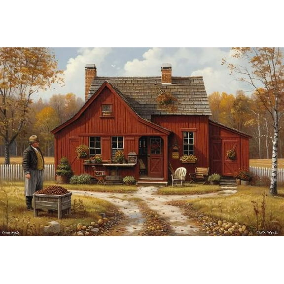 Jigsaw Puzzles 500 Pieces for Adults Charles Wysocki -Cocoa Break at The Copperfields - Wooden Puzzles/Decompression Puzzles/Adult Puzzles,Valentine's Day Gifts/Commemorative Gifts