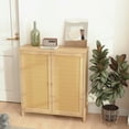 thumbnail image 4 of Dtwnek Mid-Century Modern Storage Cabinet with Woven Rattan Doors and Shelves, Perfect for Living Room & Dining Room, 4 of 10